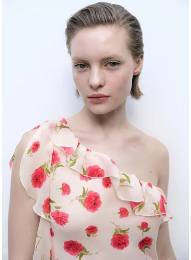 MANGO  floral one-shoulder dress for Women | Best Price UAE